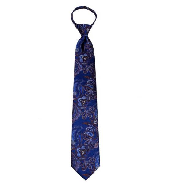 Blue Paisley Men's XL Zipper Tie Zipper Ties