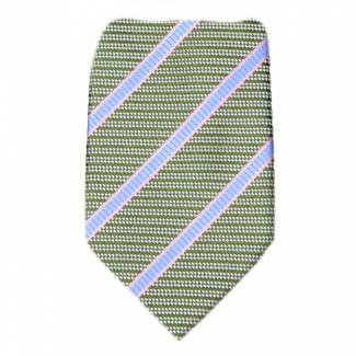 Green Stripe Men's Zipper Tie Regular Length Zipper Tie