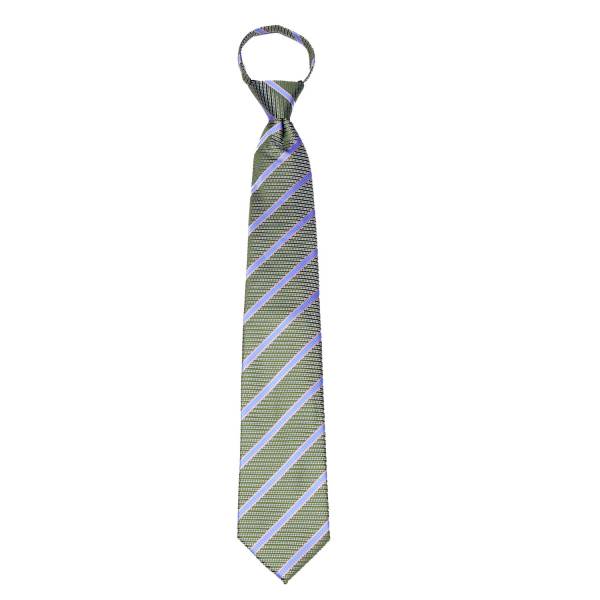 Green Stripe Men's Zipper Tie Regular Length Zipper Tie