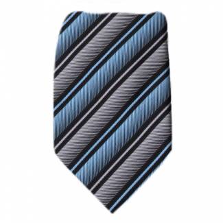 Gray Stripe Men's Zipper Tie Regular Length Zipper Tie