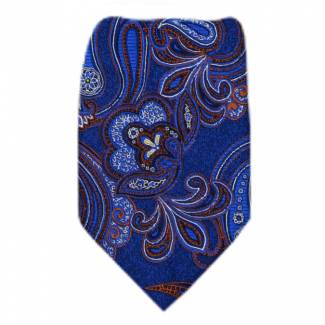 Blue Paisley Men's Zipper Tie Regular Length Zipper Tie