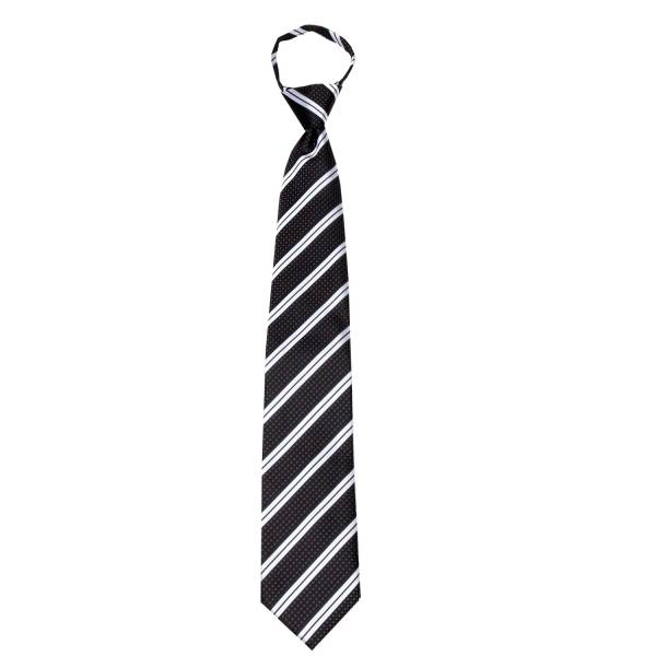 Gray Stripe Men's Zipper Tie Regular Length Zipper Tie