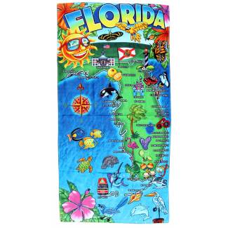 Florida Map Beach Towel Beach Towels